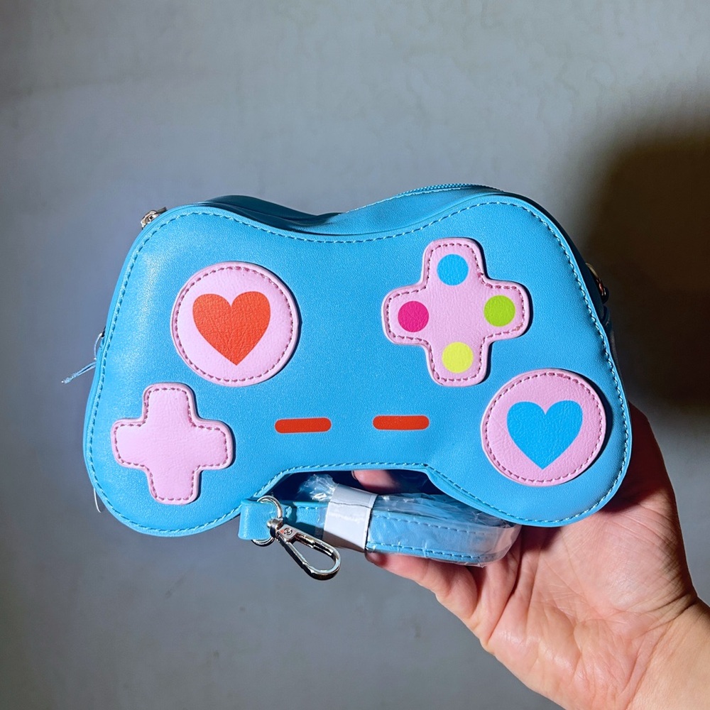 Playful Blue Gamer Girl Crossbody Bag